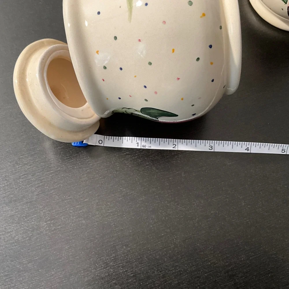 Young's 1996 Creamer & Sugar Bowl Set‎ with Lid Fruit Design Vintage